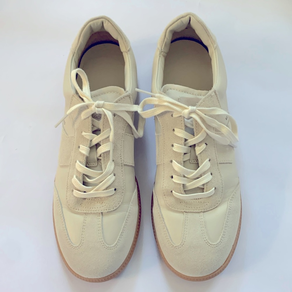 ME+EM Retro Sneakers Cream Beige Leather Sz 11 Like New